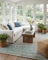 Savannah Threads Collection Area Rug -  Gobi Rectangle Ivory and Blue  lifestyle 37