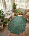 Woven Seaside Jute Collection Area Rug - Coastalhaven (Hunter Green) Oval Hunter Green  lifestyle 30