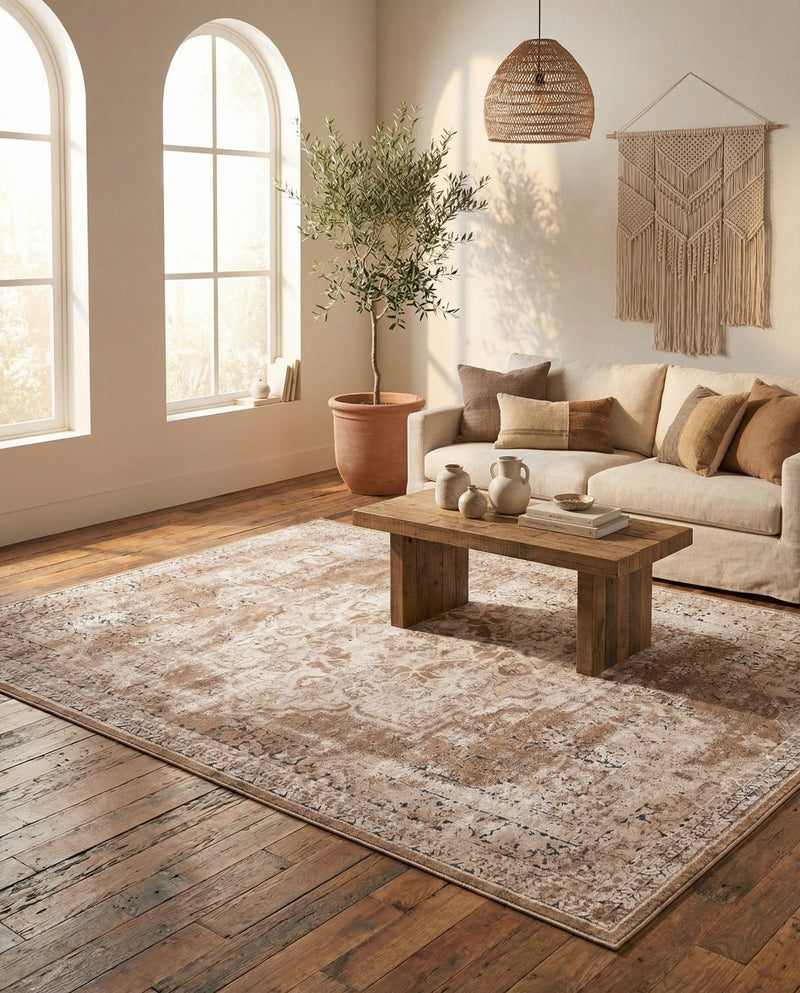 Coastal Manor Collection Area Rug -  Pelican Rectangle Khaki  lifestyle 38