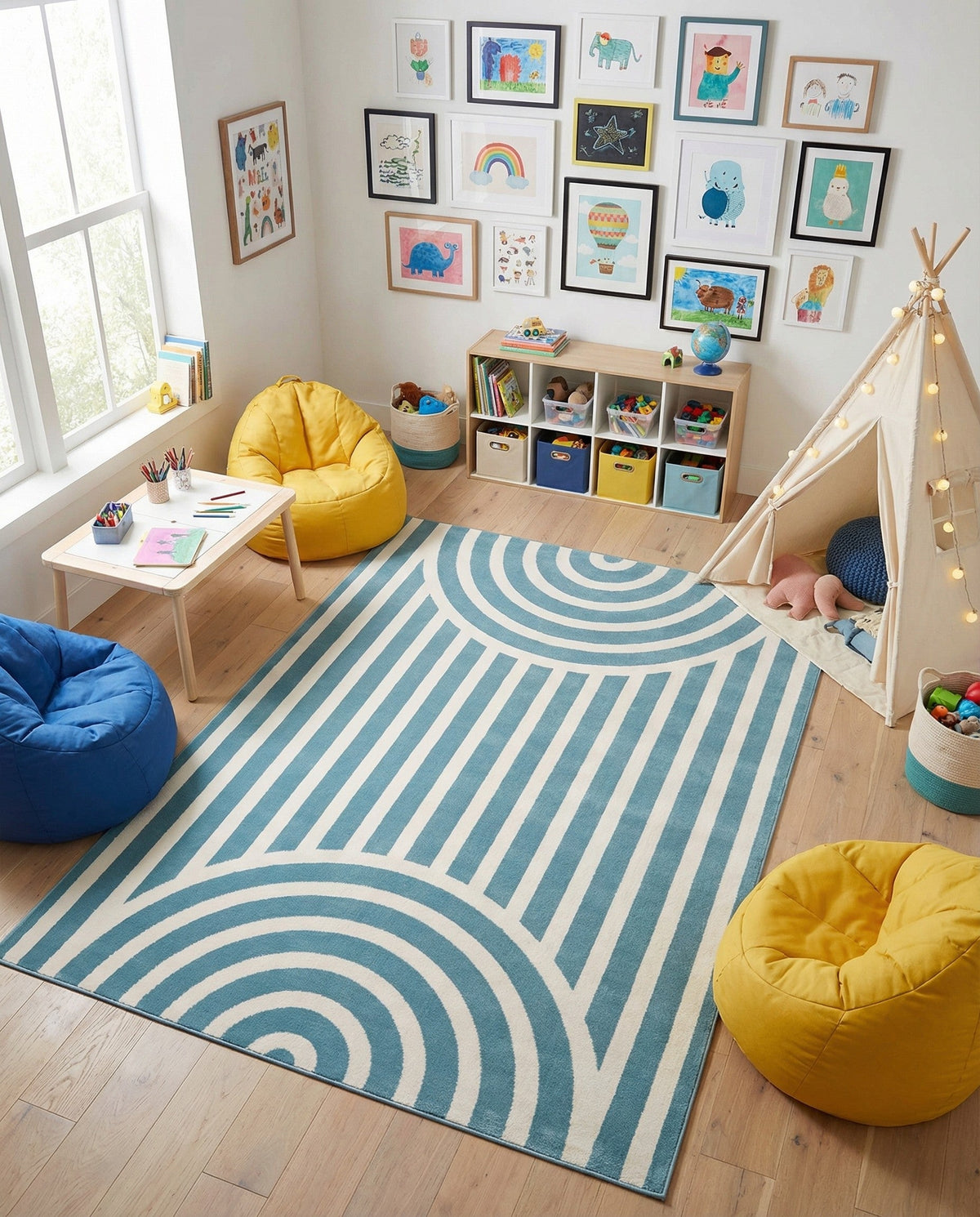 Wonder Tykes Collection Area Rug -  Joydale Rectangle Sky blue  lifestyle 32