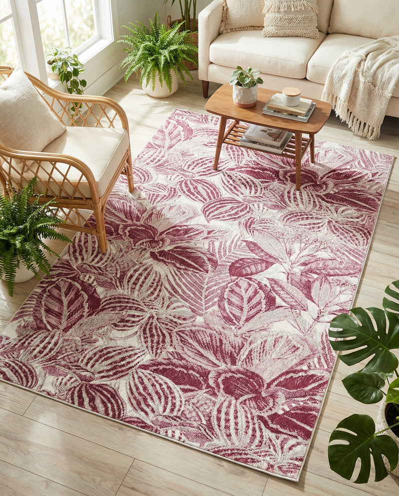 Meadow Breeze Collection Area Rug -  Bluebell Rectangle Fuchsia  lifestyle 21