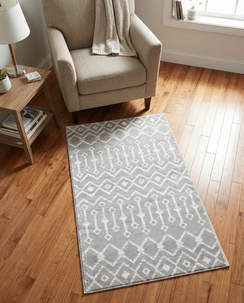 Marrakech Lattice Collection Area Rug - Medina (Light Gray) Rectangle Light Gray  lifestyle 23
