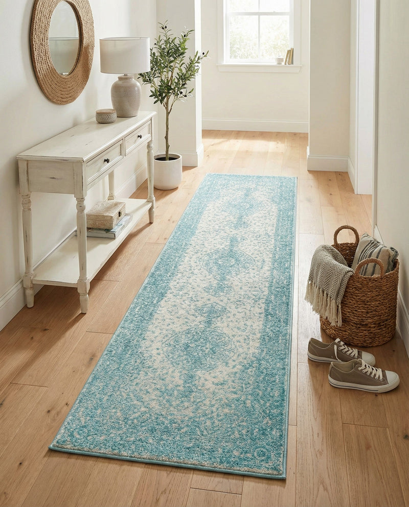 Dover Terrace Collection Area Rug - Marina (Aqua) Runner Aqua  lifestyle 65