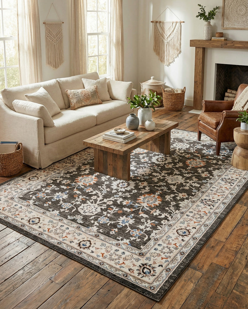 Savannah Elegance Collection Area Rug - Augusta (Fume Gray) Rectangle Fume Gray  lifestyle 4