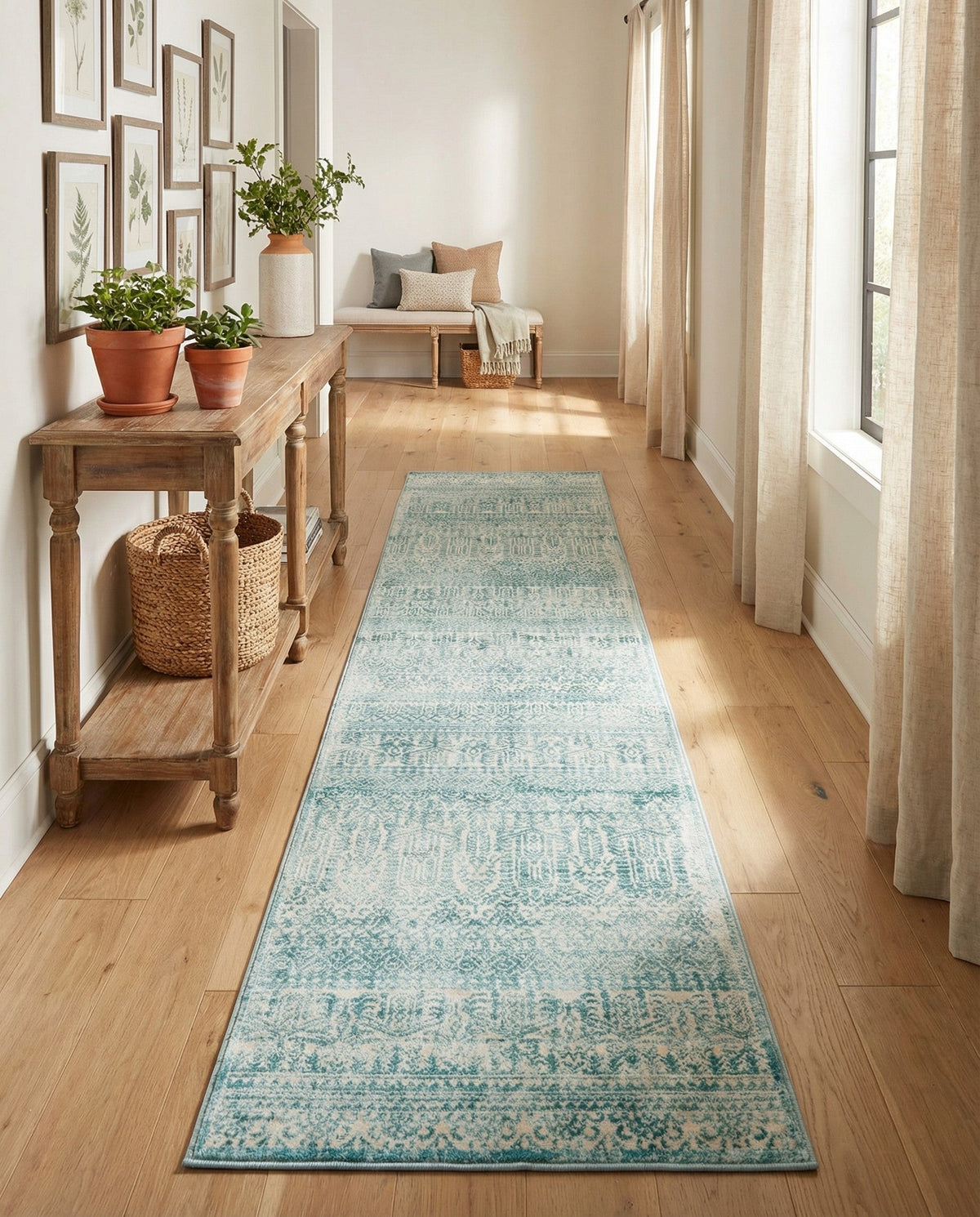 Metro Heights Collection Area Rug -  Chelsea Runner Teal  lifestyle 138