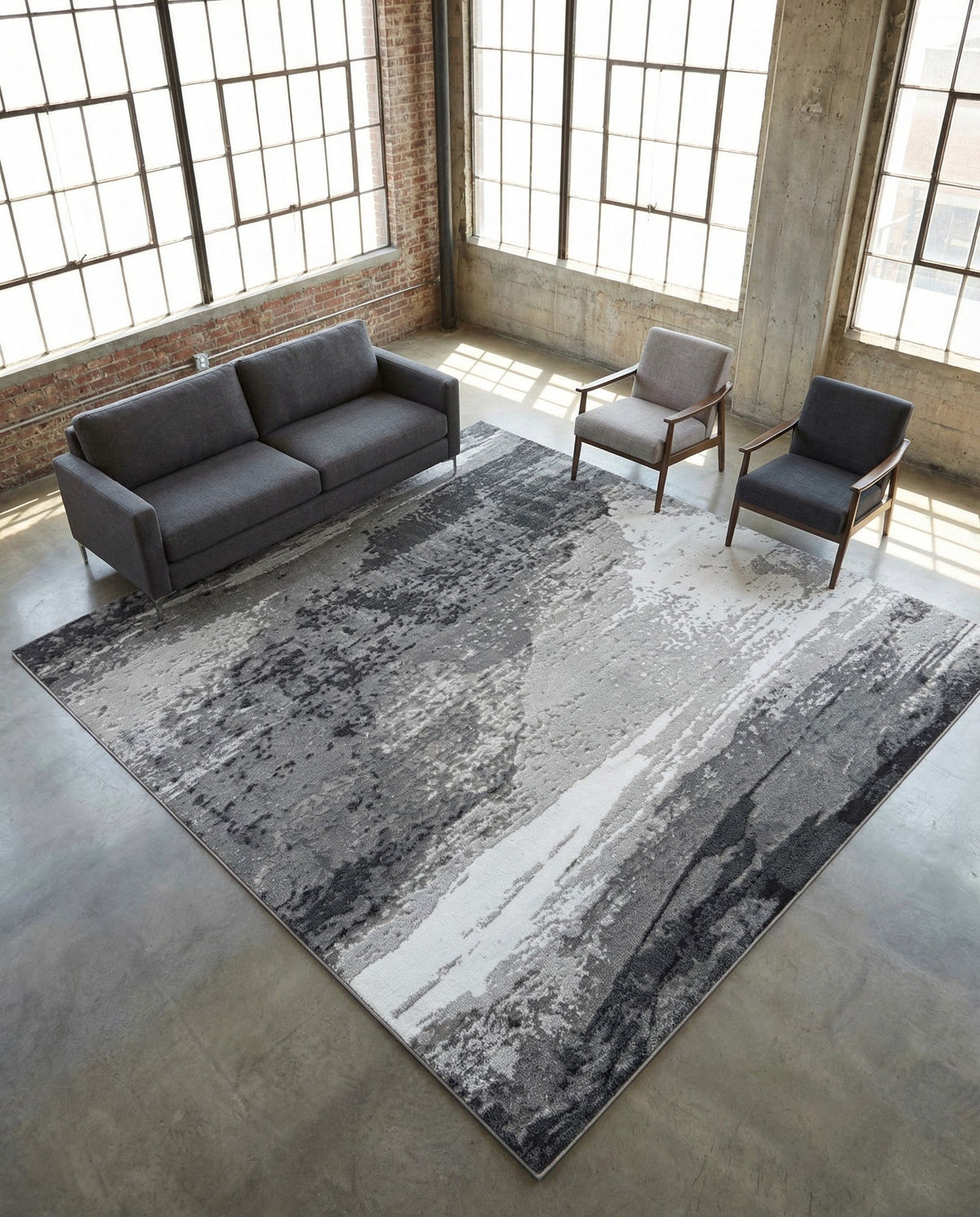 Copenhagen Edge Collection Area Rug - Nyhavn Square Black  lifestyle 166
