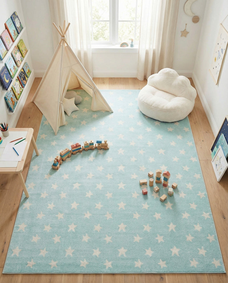 Wonder Tykes Collection Area Rug -  Mosaic Rectangle Clear Blue  lifestyle 31