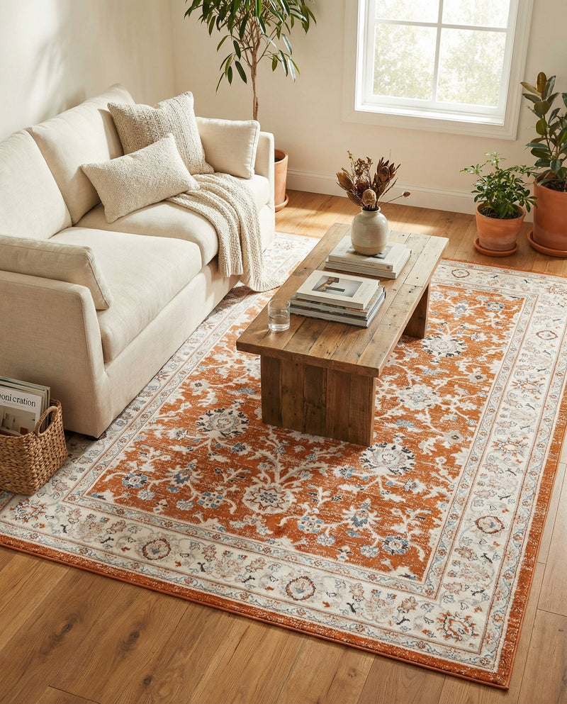 Savannah Elegance Collection Area Rug - Augusta (Rust Red) Rectangle Rust Red  lifestyle 16
