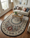 Persian Elegance Collection Area Rug -  Hamedan (Navy Blue) Oval Navy Blue  lifestyle 62