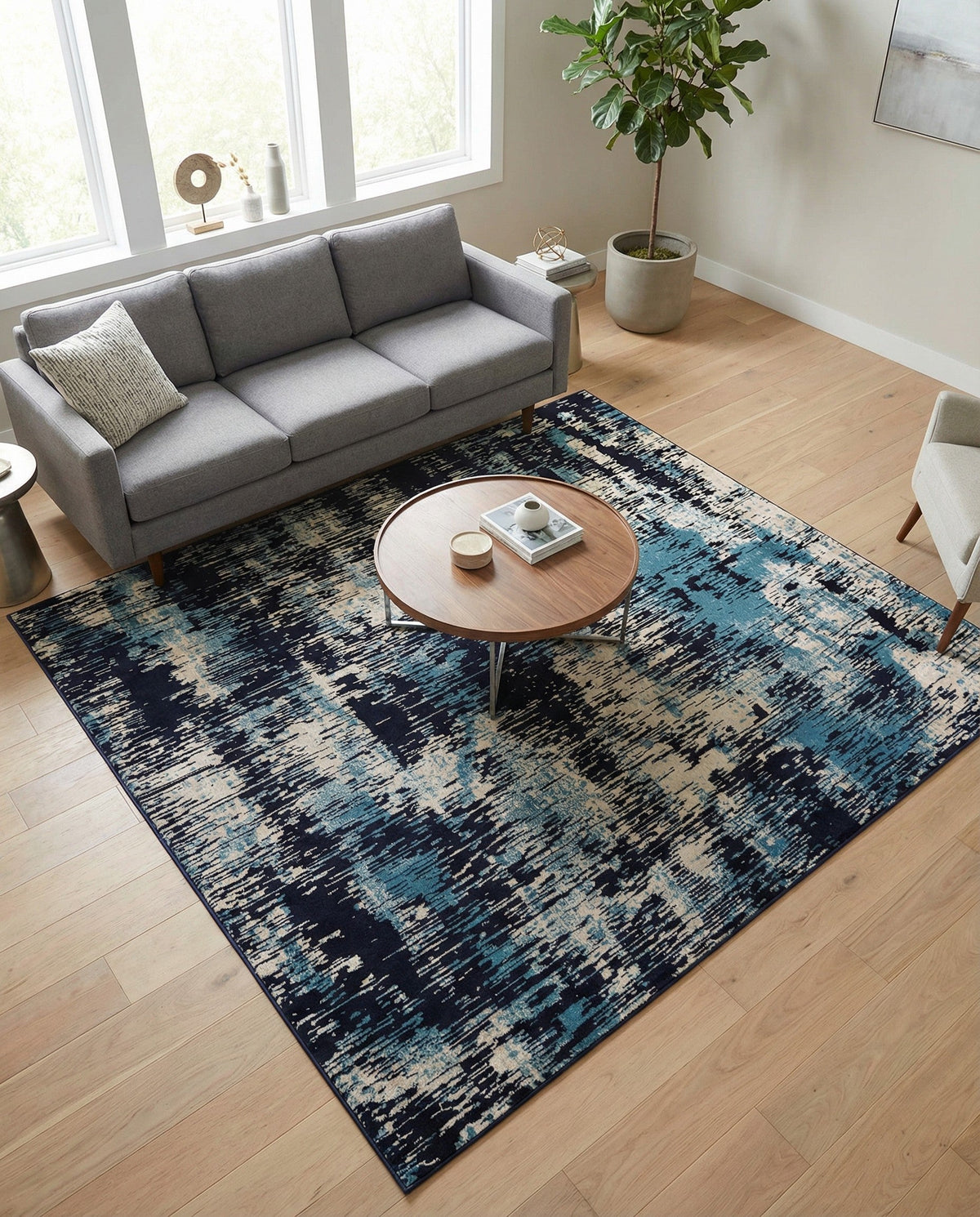 Coastal Haven Collection Area Rug -  Pelican Square Navy Blue  lifestyle 118