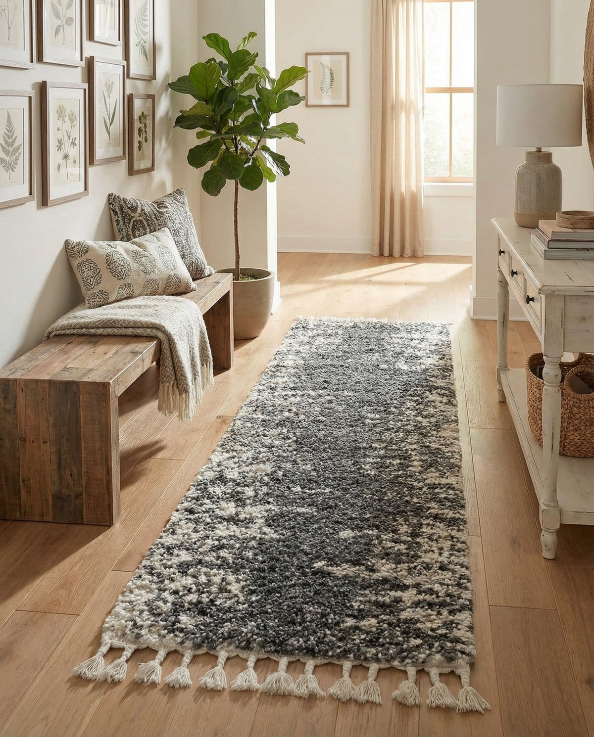Tranquil Tides Shag Collection Area Rug - Marina Runner Gray  lifestyle 177