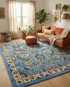Tabriz Tapestry Collection Area Rug - Sahand (Blue) Rectangle Blue  lifestyle 5