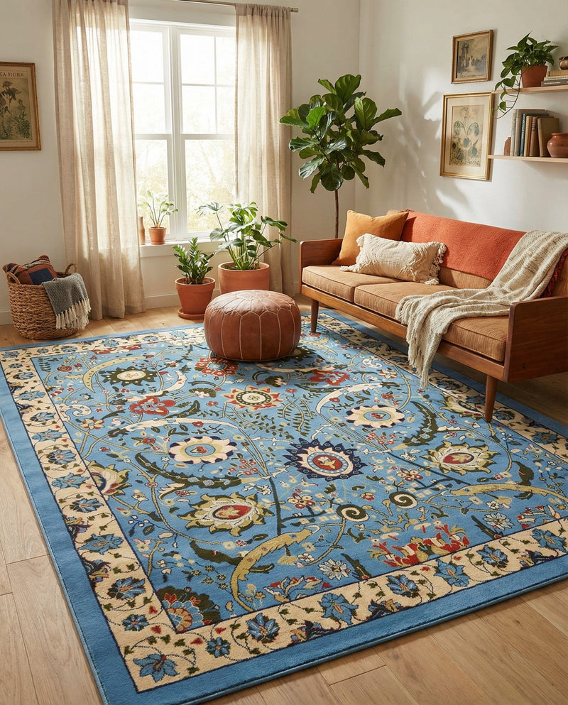 Tabriz Tapestry Collection Area Rug - Sahand (Blue) Rectangle Blue  lifestyle 5