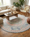 Savannah Series Collection Area Rug -  Augusta (Pink) Round Pink  lifestyle 68