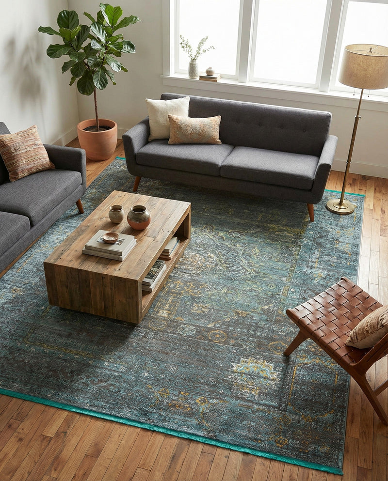 Caribbean Breeze Collection Area Rug -  Martinique Rectangle Turquoise  lifestyle 23