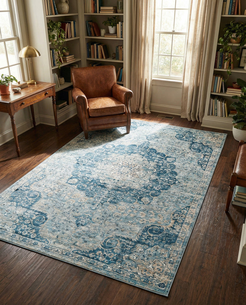 Coastal Haven Collection Area Rug - Seabreeze (Navy Blue) Rectangle Navy Blue  lifestyle 13