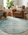 Metro Heights Collection Area Rug -  Midtown Round Teal  lifestyle 45