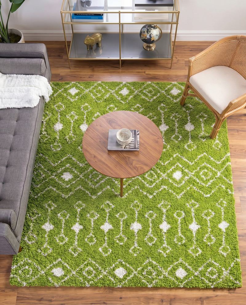 Berber Lattice Shag Collection Area Rug - Atlas (Green) Square Green  lifestyle 70