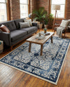 Horizon Collection Area Rug -  Sierra Rectangle Ivory and Blue  lifestyle 27