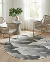 Urban Terrace Collection Area Rug -  Bronx Round Black and White  lifestyle 35