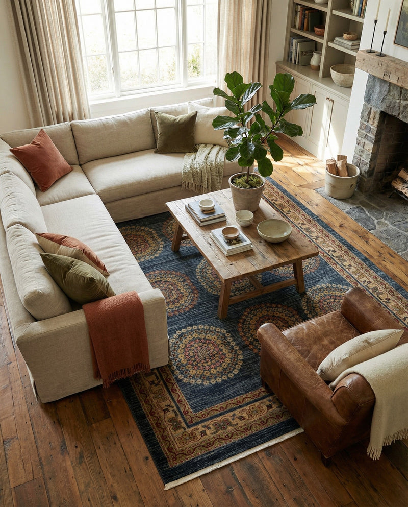 Zagros Oasis Collection Area Rug -  Gilan-e Gharb Rectangle Blue  lifestyle 13
