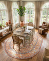 Seville Stripes Collection Area Rug - Cadiz (Brick Red) Oval Brick Red  lifestyle 72