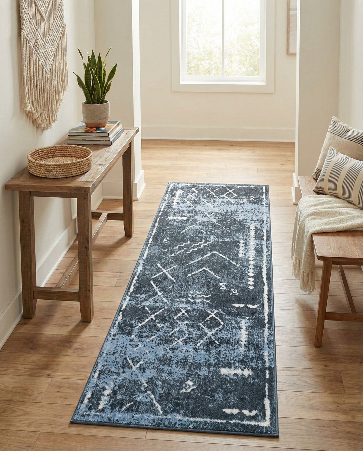 Aegean Elegance Washables Collection Area Rug - Santorini Runner Navy Blue  lifestyle 137