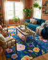 Meadow Breeze Collection Area Rug -  Petal Rectangle Blue  lifestyle 43