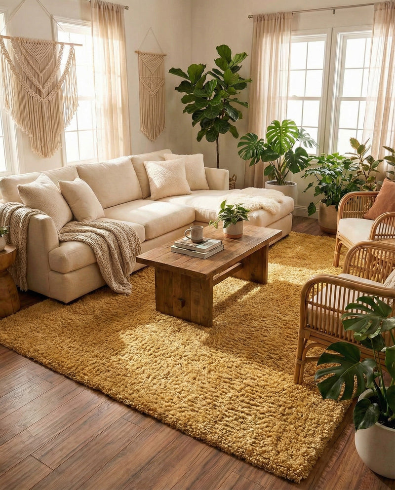 Alpine Plush Collection Area Rug -  Cortina (Sun Yellow) Rectangle Sun Yellow  lifestyle 24