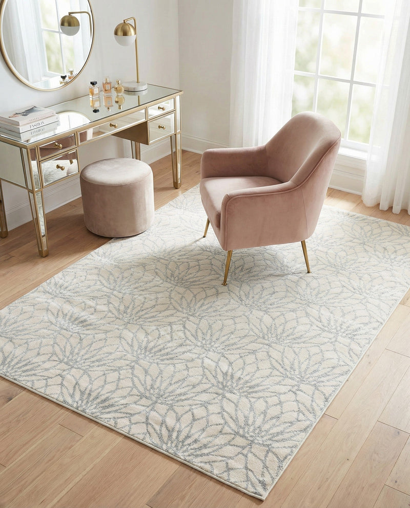 Hollywood Luxe Collection Area Rug -  Rodeo Rectangle White Silver  lifestyle 45