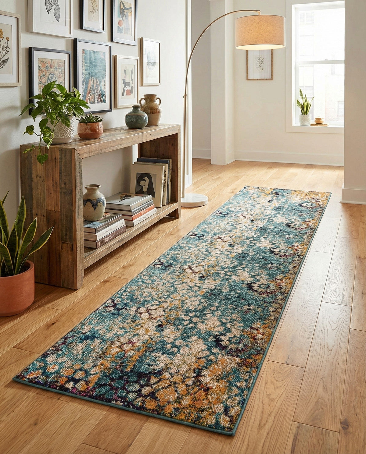 Venetian Tapestry Collection Area Rug - Murano Runner Blue  lifestyle 76