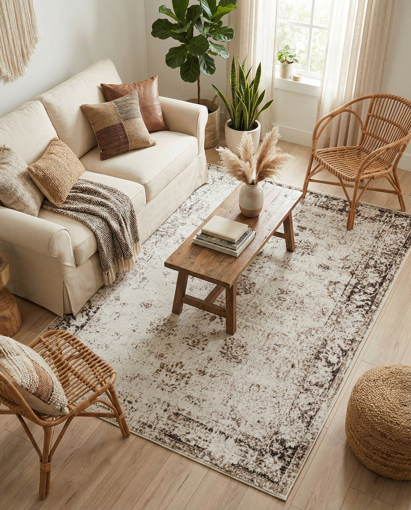 Riviera Elegance Collection Area Rug - Antibes (Beige) Rectangle Beige  lifestyle 7