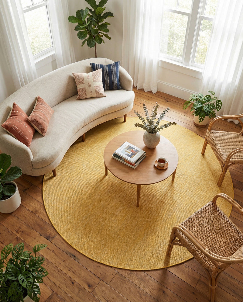 Seaside Serenity Collection Area Rug - Veranda (Corn Harvest Yellow) Round Corn Harvest Yellow  lifestyle 30