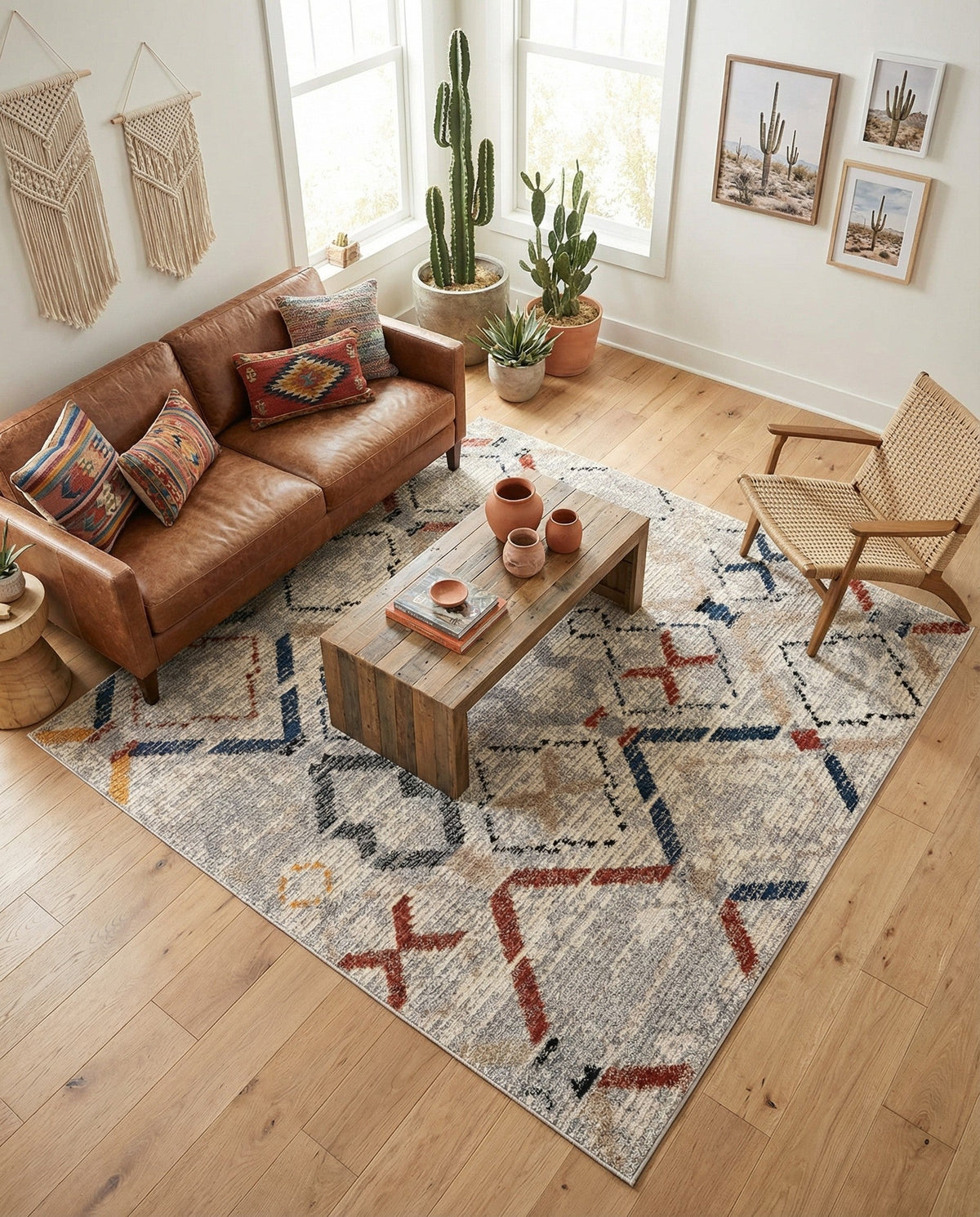 Santa Fe Trails Collection Area Rug - Canyon Square Multi  lifestyle 90