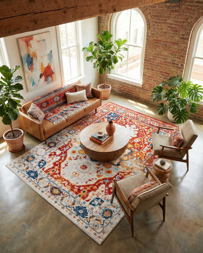 Parisian Elegance Collection Area Rug - Versailles (Rust Red) Rectangle Rust Red  lifestyle 6