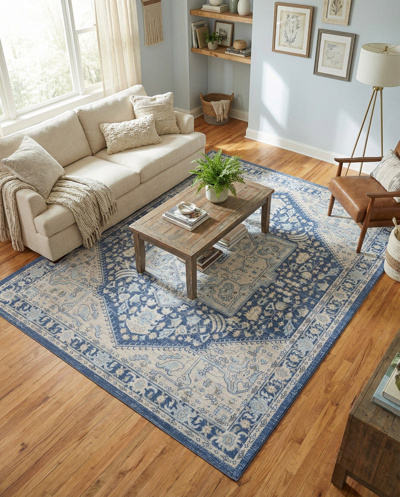 Savannah Series Collection Area Rug - Charleston (French Blue) Rectangle French Blue  lifestyle 11