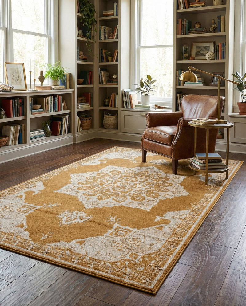 Eden Oasis Collection Area Rug -  Tranquility (Yellow) Rectangle Yellow  lifestyle 14