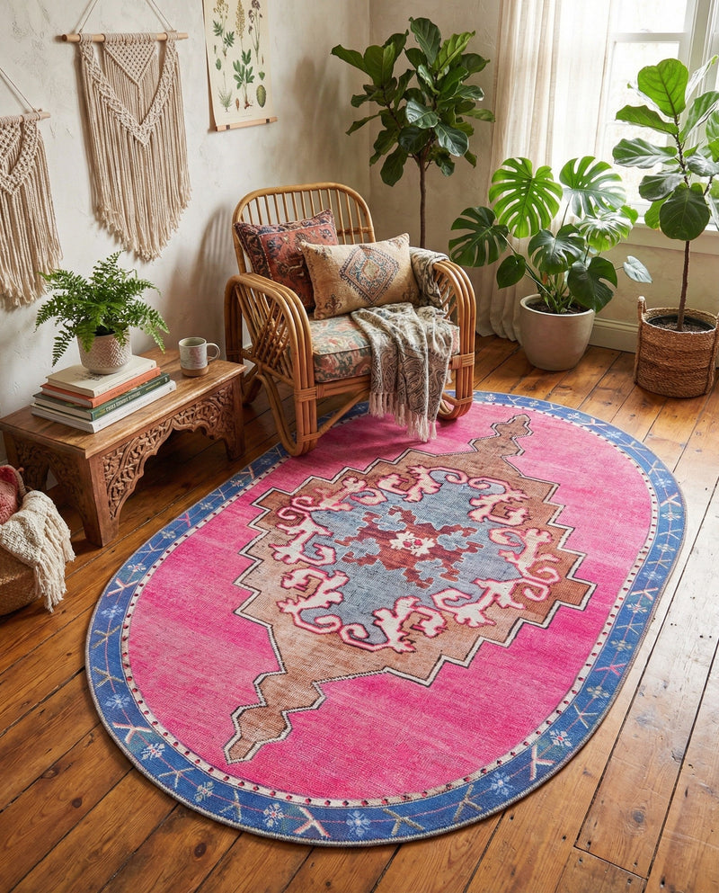 Heritage Elegance Collection Area Rug -  Winterthur (Fuchsia) Oval Fuchsia  lifestyle 33