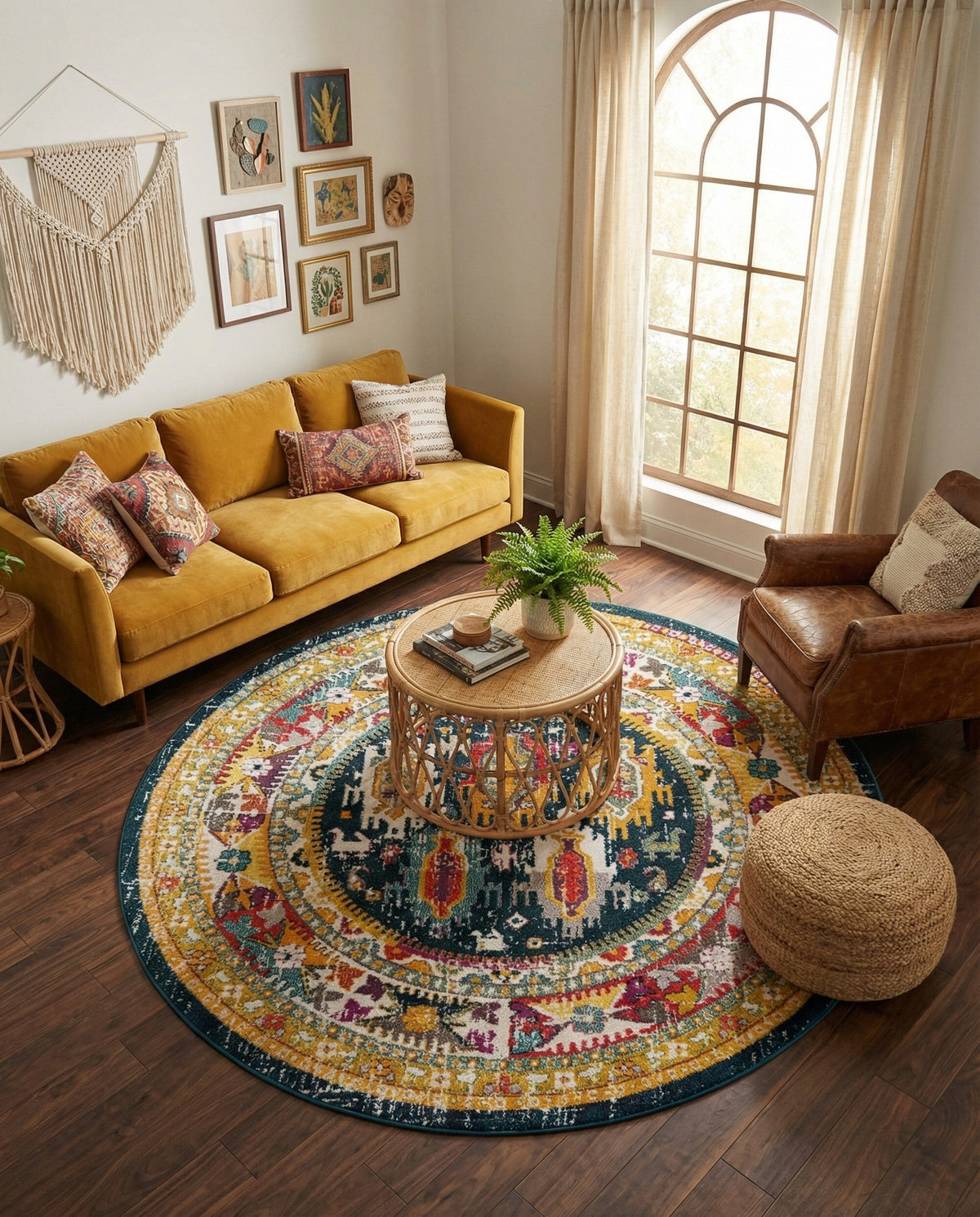 Brighton Terrace Collection Area Rug -  Portslade Round Navy Blue  lifestyle 58