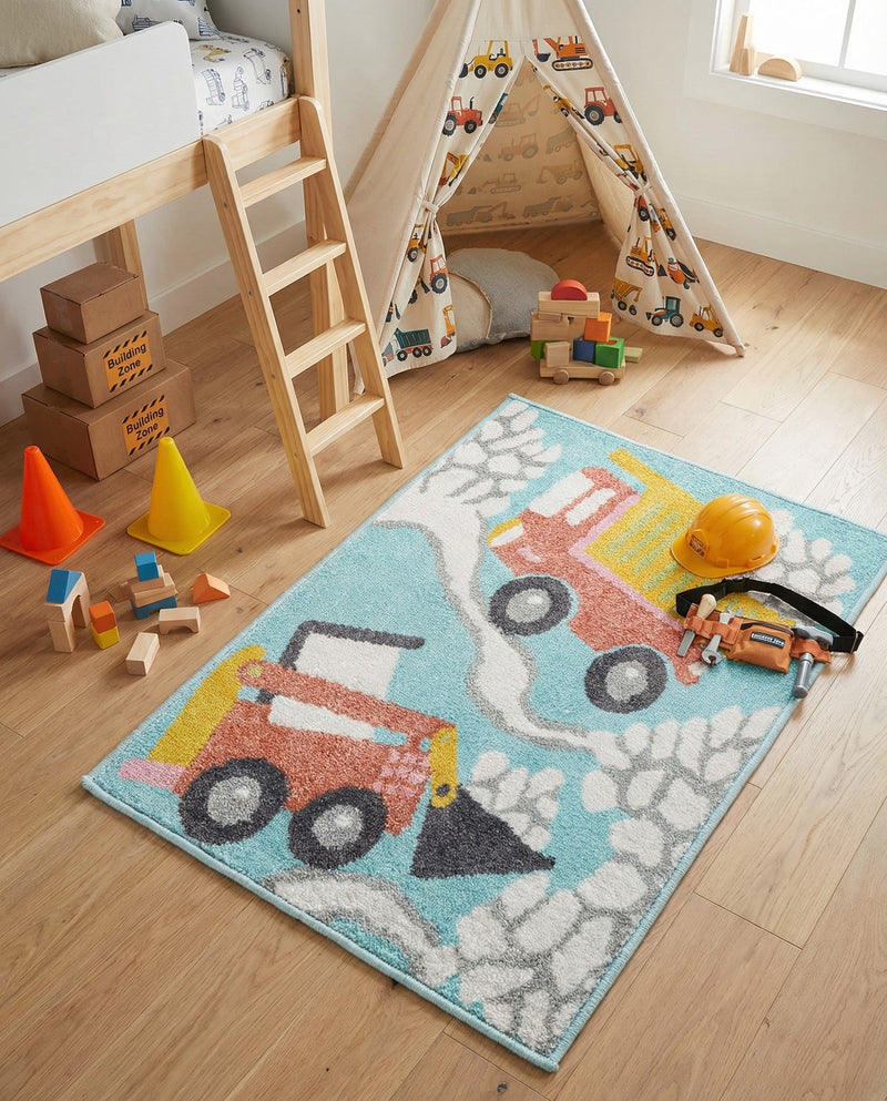 Wonder Tykes Collection Area Rug -  Labyrinth Rectangle Teal  lifestyle 5