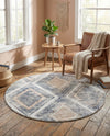 Aegean Elegance Collection Area Rug -  Rhodes Round Gray Cream  lifestyle 76