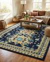 Tabriz Tapestries Collection Area Rug - Azerbaijan (Navy Blue) Rectangle Navy Blue  lifestyle 17