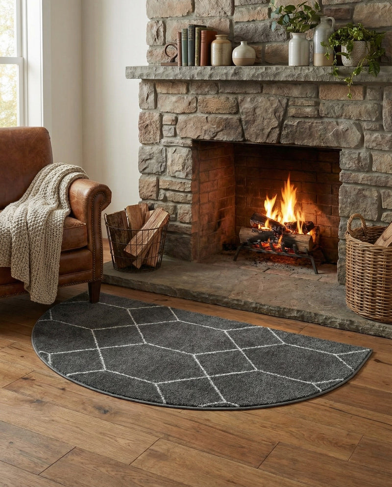 Trellis Mosaic Collection Area Rug - Arborville (Dark Gray) Hearth Dark Gray  lifestyle 95