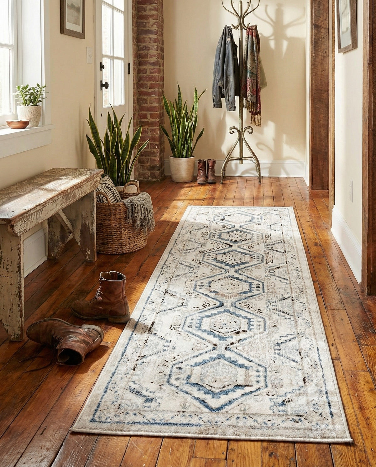 Savannah Elegance Collection Area Rug -  Tybee (Gray Blue) Runner Gray Blue  lifestyle 88