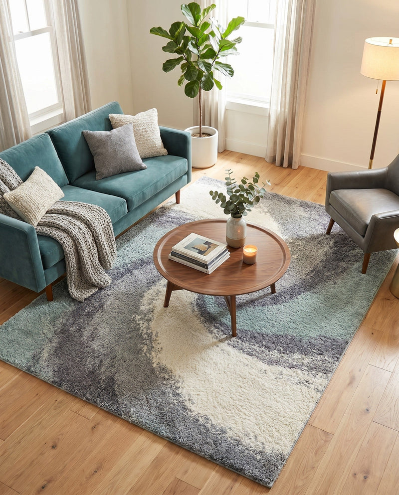 Cozy Haven Shag Collection Area Rug -  Oasis Rectangle Sage Green  lifestyle 52