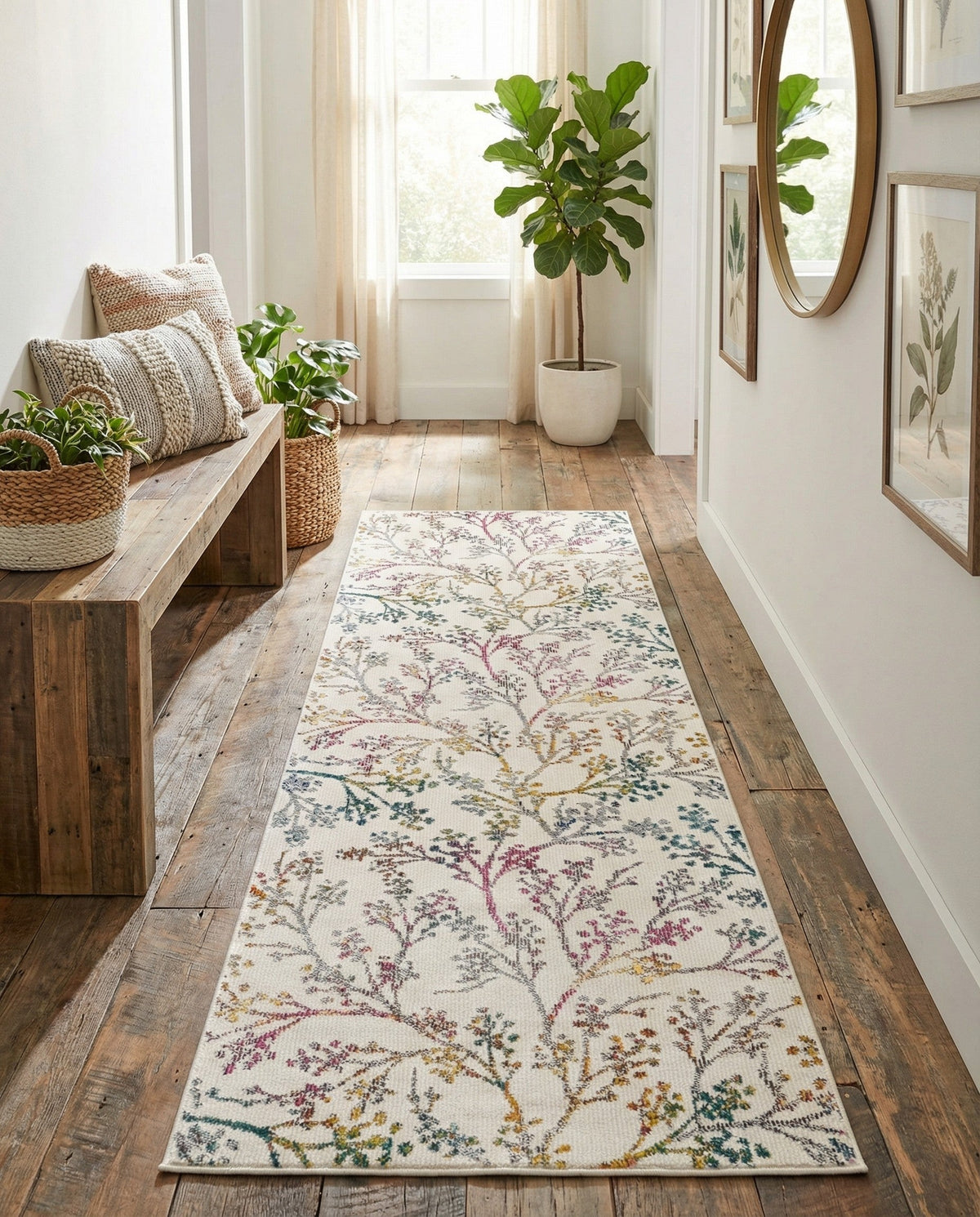 Meadow Breeze Collection Area Rug -  Sunbeam Runner Ivory  lifestyle 172