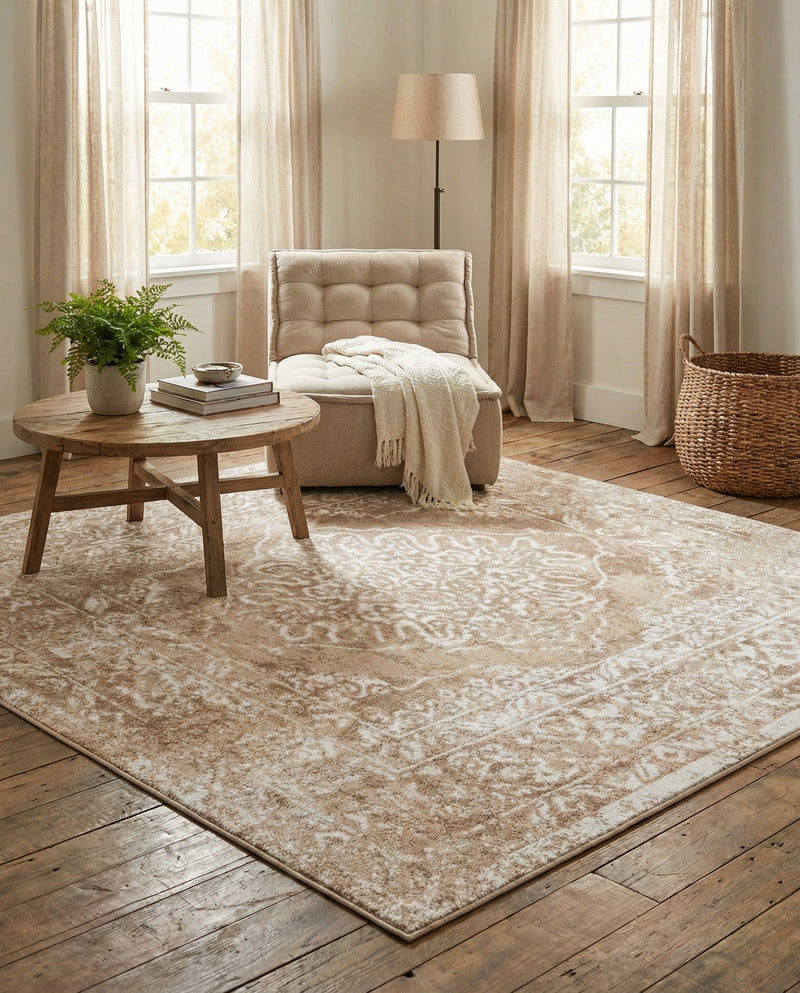 Cambridge Classics Collection Area Rug -  Magdalene (Beige) Square Beige  lifestyle 26