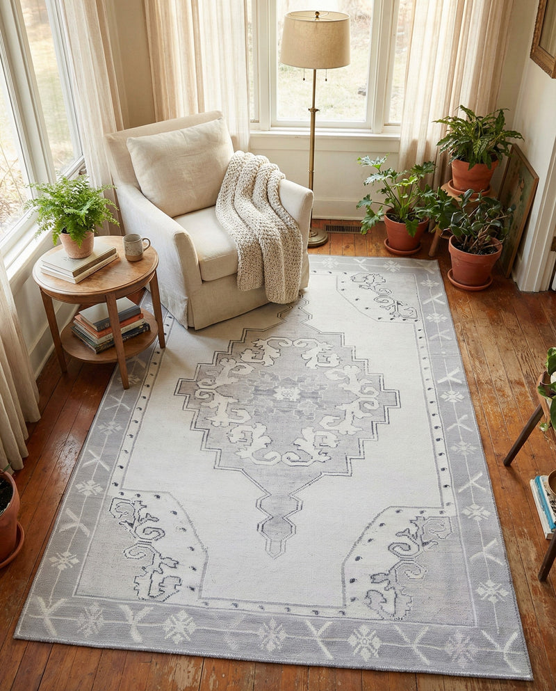 Heritage Elegance Collection Area Rug -  Winterthur (white Gray) Rectangle white Gray  lifestyle 8
