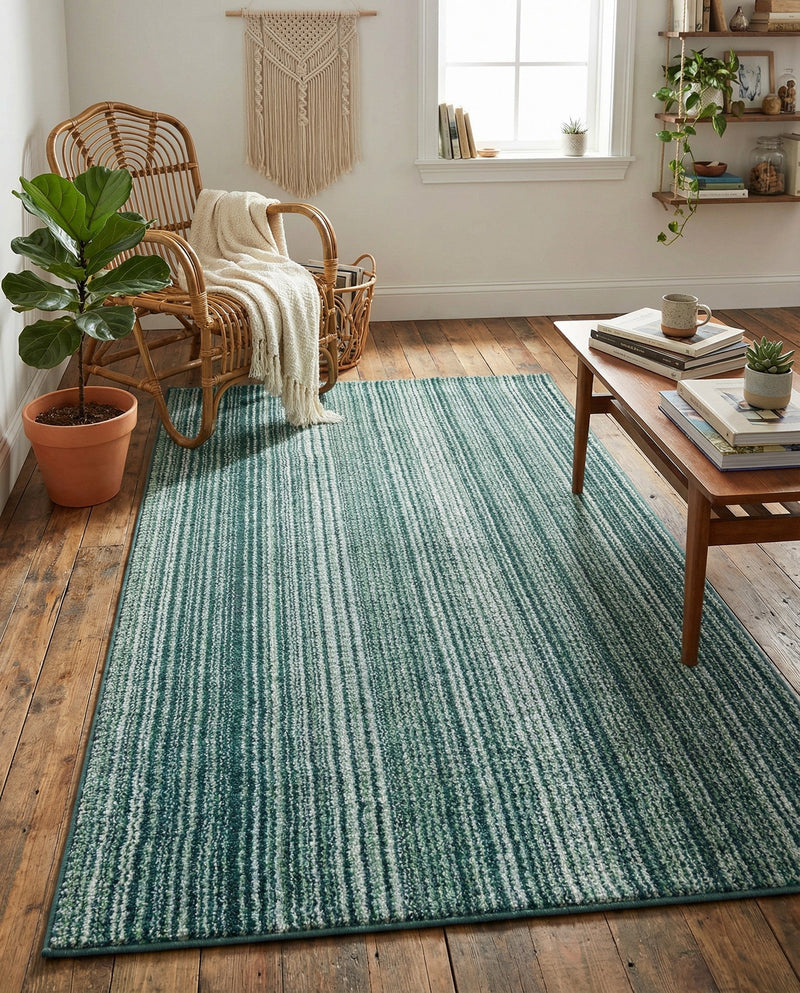 Jewel Oasis Collection Area Rug - Sapphire (Green) Rectangle Green  lifestyle 7