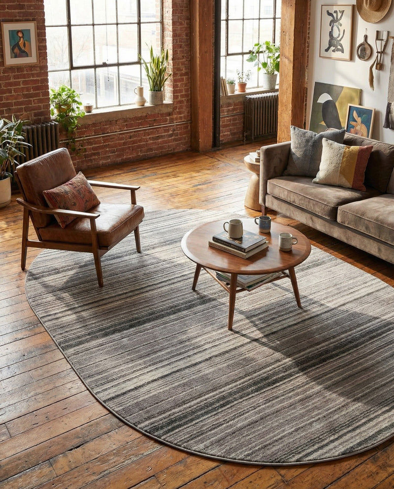 Jewel Oasis Collection Area Rug - Sapphire (Gray) Oval Gray  lifestyle 78